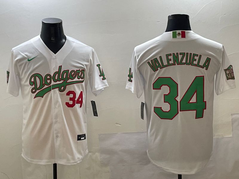 Men Los Angeles Dodgers 34 Valenzuela White Fashion Game 2025 Nike MLB Jersey style 306